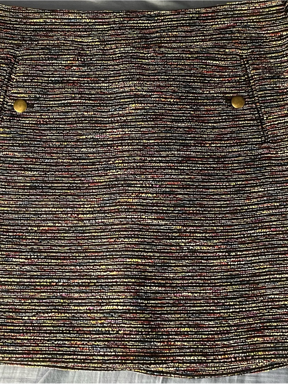 LOFT Petite Black Tweed Skirt with Multicolor Metallic Threading